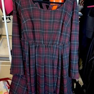 Torrid plaid skater dress with crisscross back size 1